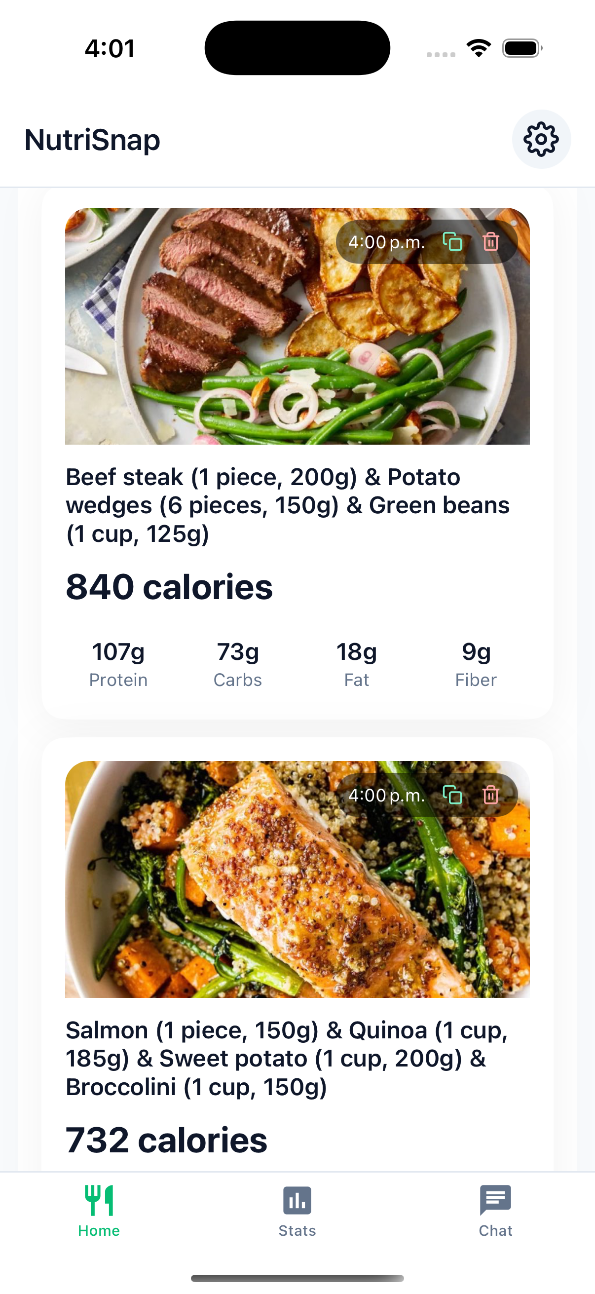 NutriSnap App Interface Mockup